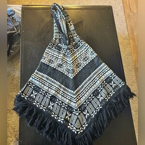 Big Buddha Black and White Geometric Poncho